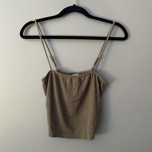 Army green cropped tank